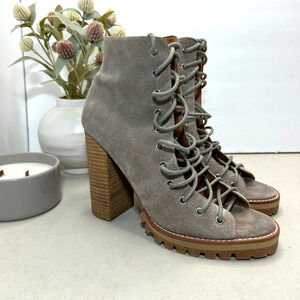 Jeffrey Campbell X Free People Cors Suede Lace Up Peep Toe Ankle Boots Women 9M